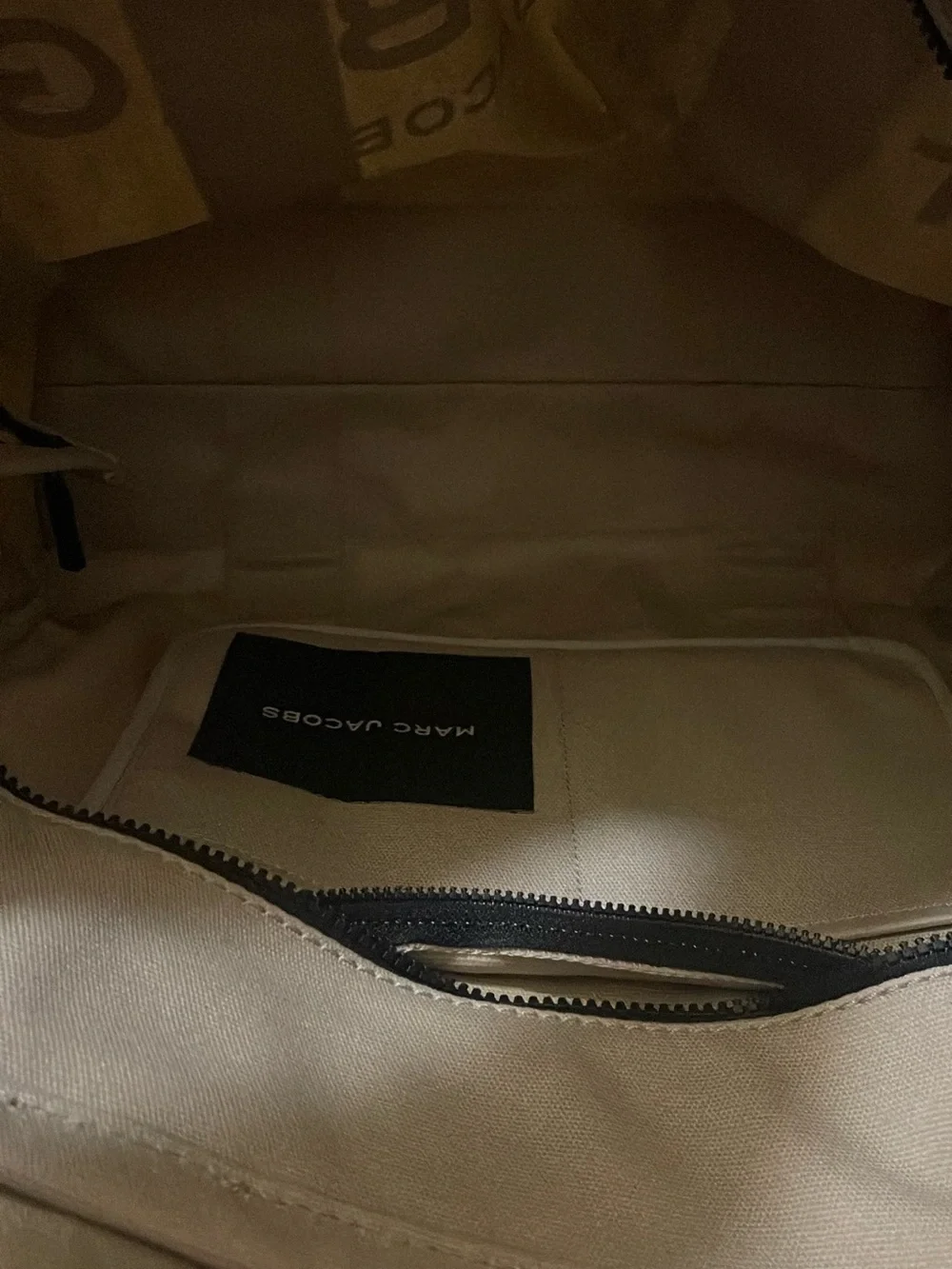 Marc Jacobs Cream Canvas Tote with Black Label
